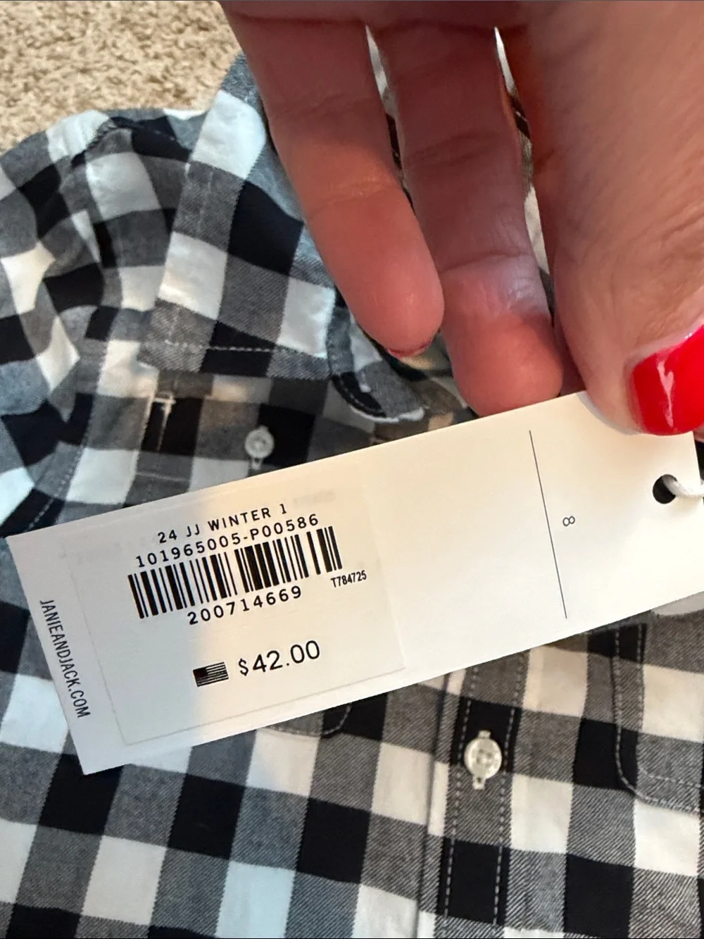 NWT Janie & Jack Plaid Flannel Shirt, 8